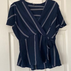Navy blue stripe blouse